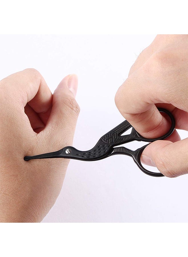3.5" Rounded Tip Vintage Stork Scissors, Professional Stainless Steel with Black Titanium Coated, Cuticle Pedicure Beauty Grooming Scissors for Eyebrow, Facial Hair, Dry Skin, Nose Hair - Image 3